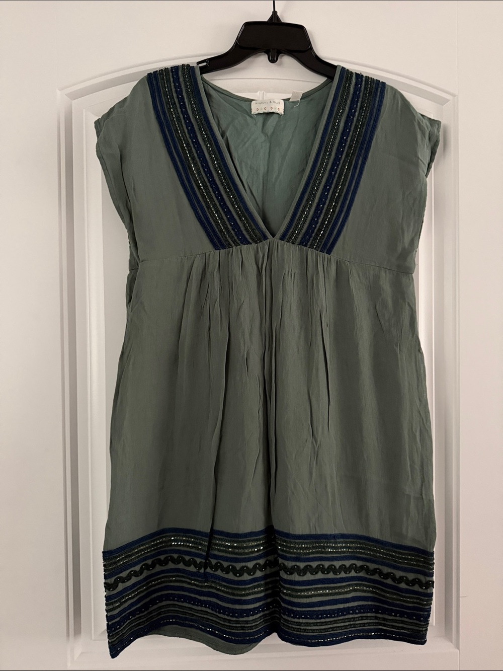 Urban Outfitters Olive Green Tunic with Navy Trim